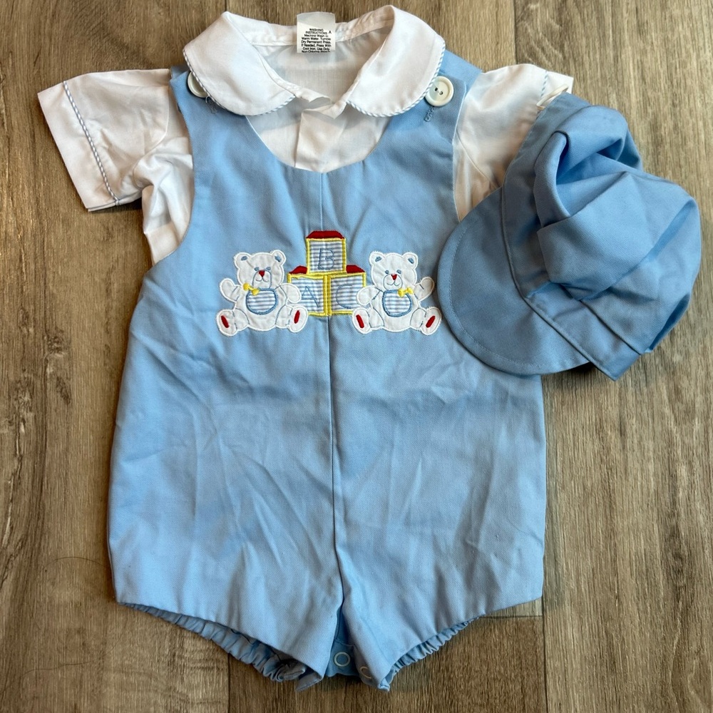 True vintage Blue Baby Romper with Hat